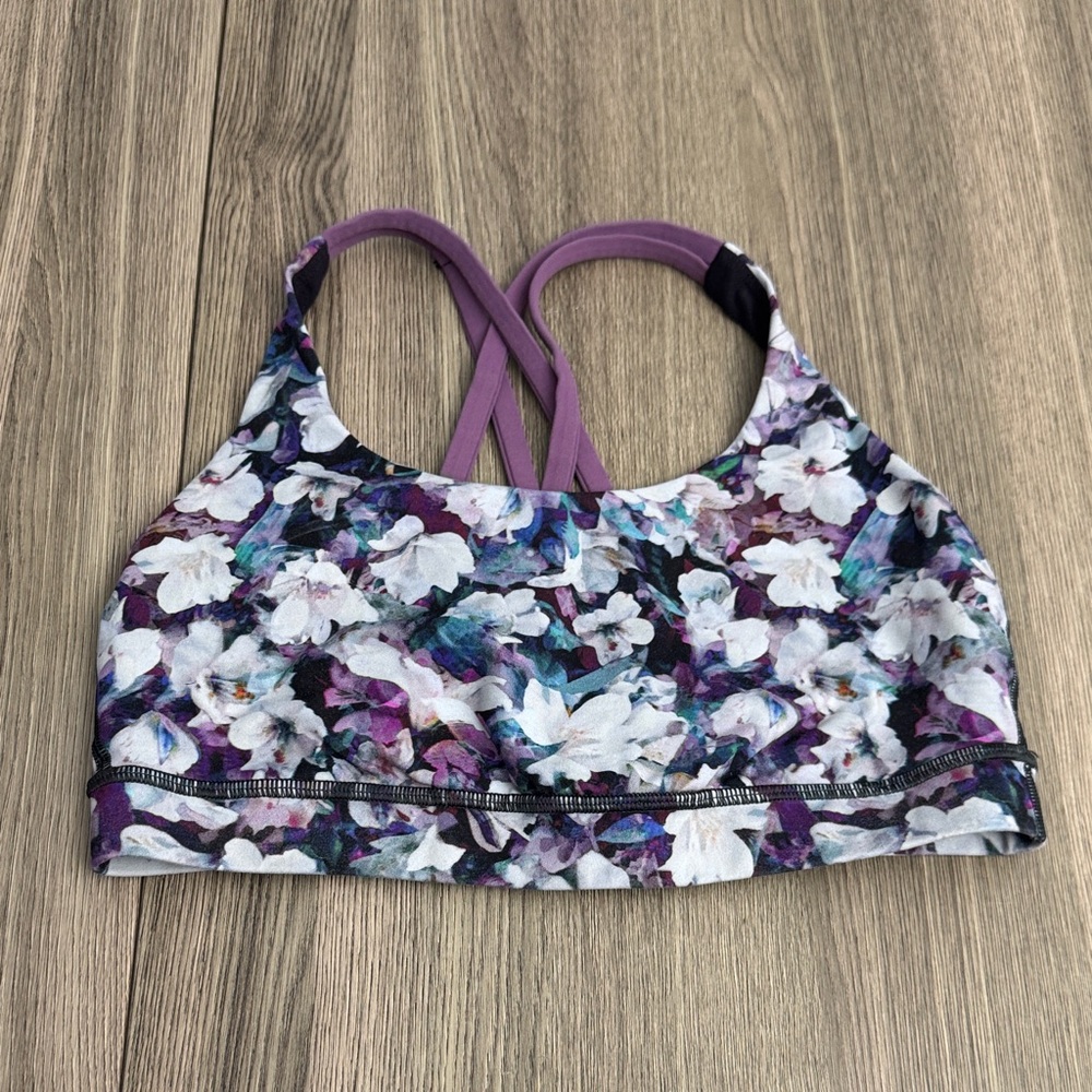 Lululemon Women’s Floral Sports Bra Size 8 Criss Cross Back